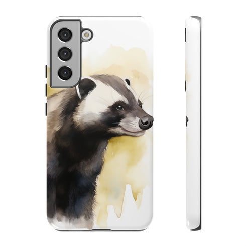 Badger on a Yellow Background - Impact Resistant Phone Case Samsung Galaxy S22 Plus Glossy